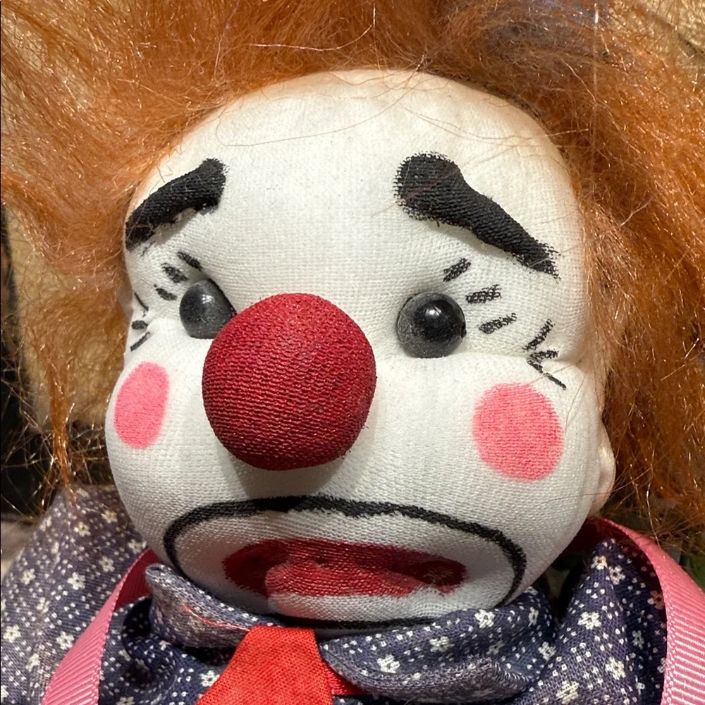 Vintage Clown Doll with Striped Pants